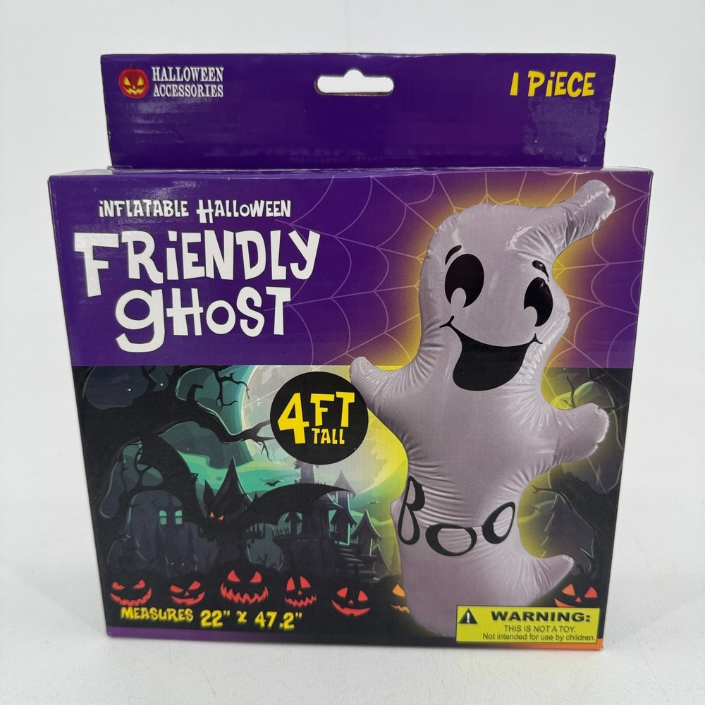 Halloween Inflatable Friendly Ghost Lawn Yard Decor 4 Feet Tall NEW